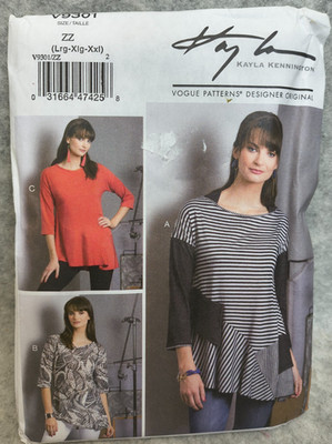 Vogue Sewing Pattern V9301 Kayla Kennington Easy Top Size L,Xl,2xl UNCUT