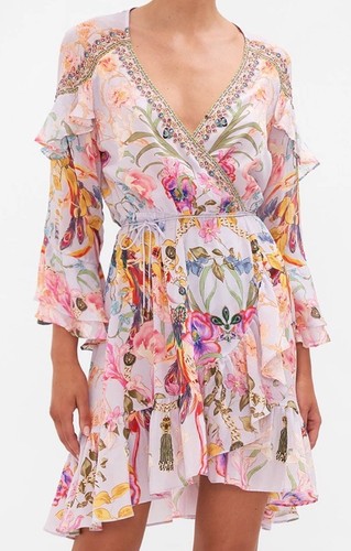 Camilla Short Wrap Dress Natures Kaleidoscope Size XS AU 8 US 4 RRP $799 Silk - Picture 5 of 6