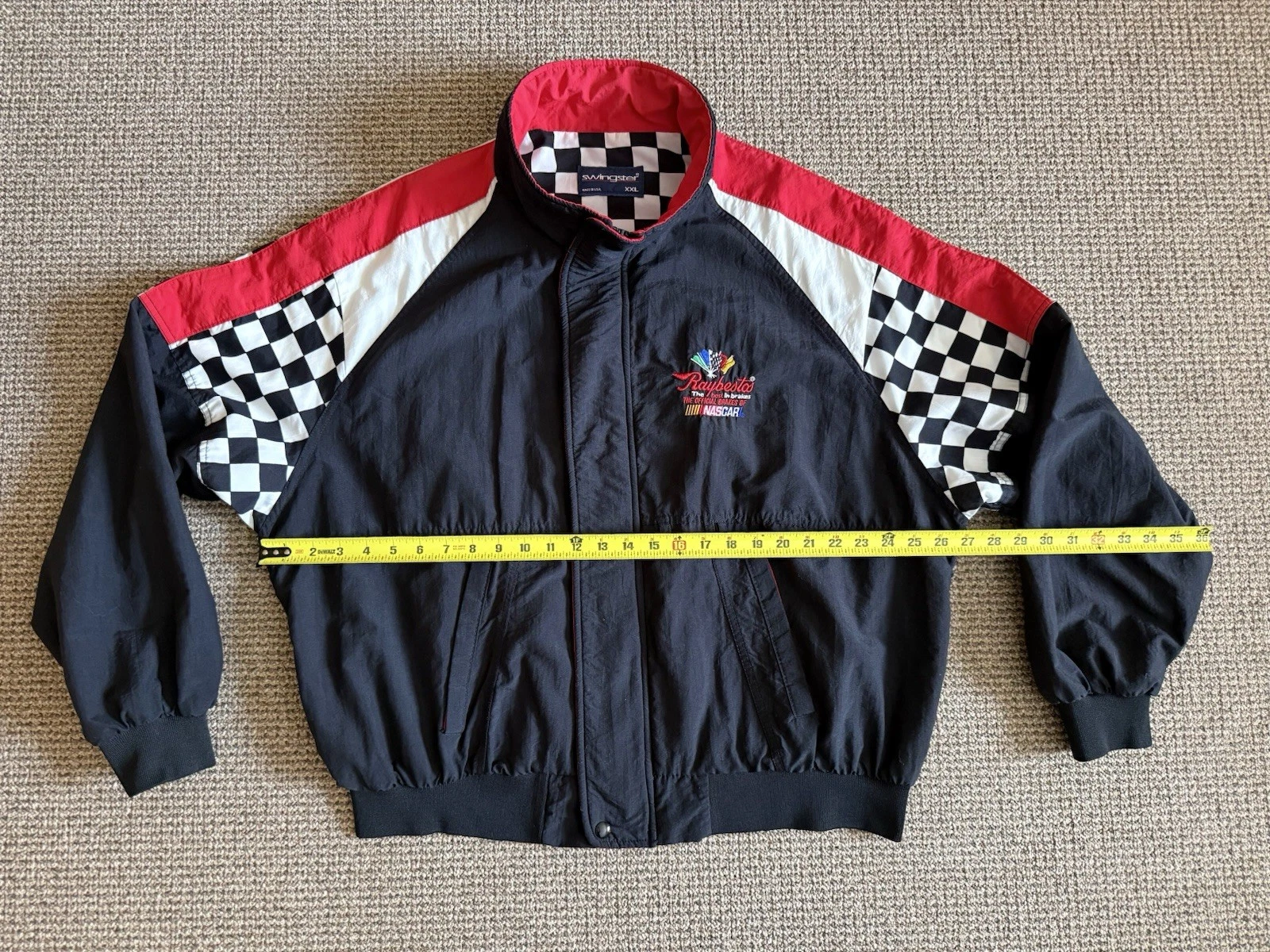 VTG 90’s NASCAR Raybestos Motorsport Racing Jacket XXL Swingster Nylon Checkered - product detail image 7