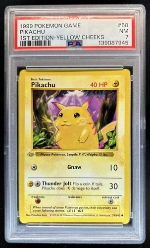 1999 Pokemon 1st Edition Pikachu #58/102 PSA 7
