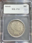 1910-S Barber Half Dollar ICG F-12 IDC Verified