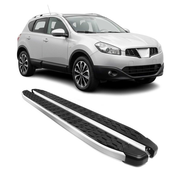 Alu Trittbretter Seitenschweller FüR Nissan Qashqai J10 2007-2013 Schwarz Silber-image