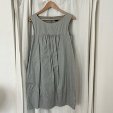 THEORY KADIE gray shift dress cotton keyhole button on back size 4
