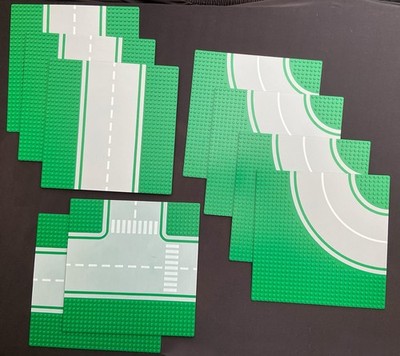 9 LEGO Straßen-Baseplates grau/grün, gebraucht