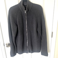 Brandini le Collezioni Men  s Zip Up Sweater Size M Gray 100 Cotton Mock Neck