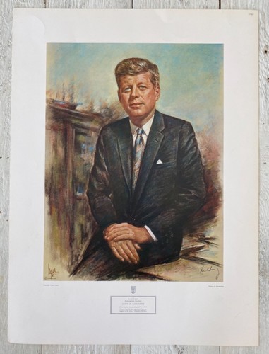 JOHN F. KENNEDY : Louis Lupas Vintage Lithograph Print Poster : 19" x 14"