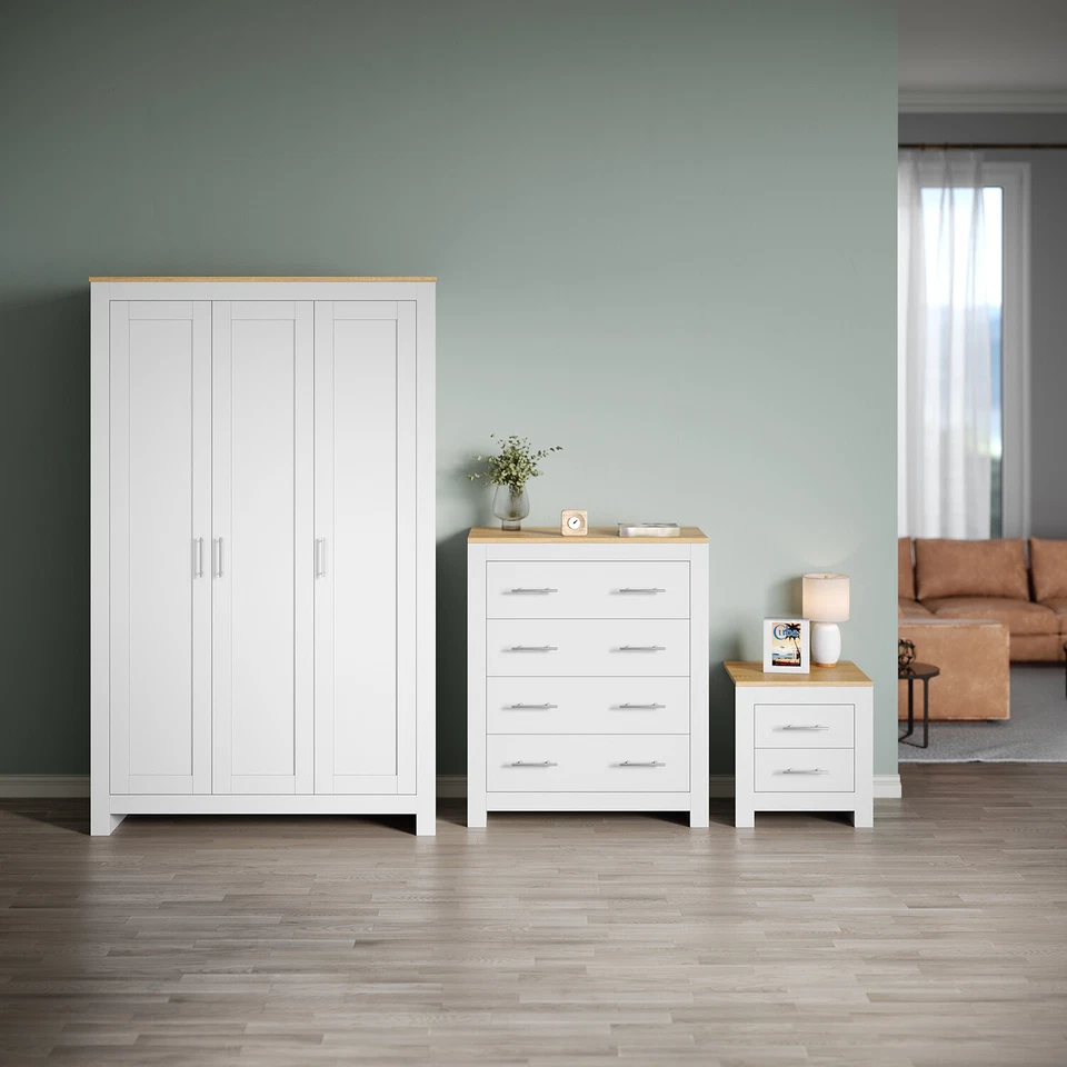 ELEGANT White Bedroom Furniture Set Matt Wardrobe Chest of Drawer Bedside Table Cabinet