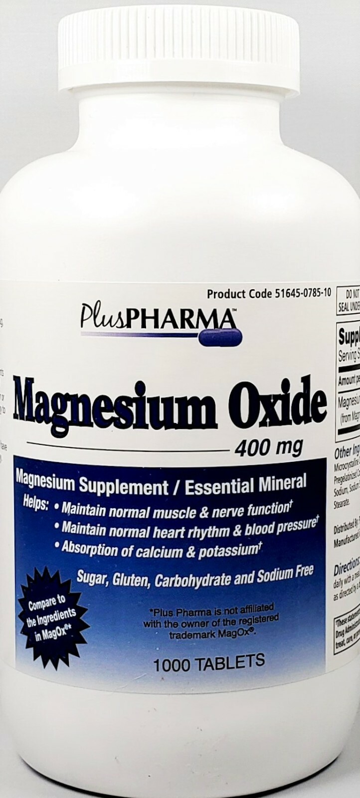 Pluspharma Magnesium Oxide 400 mg Tabs 1000ct Exp Date 102025 eBay