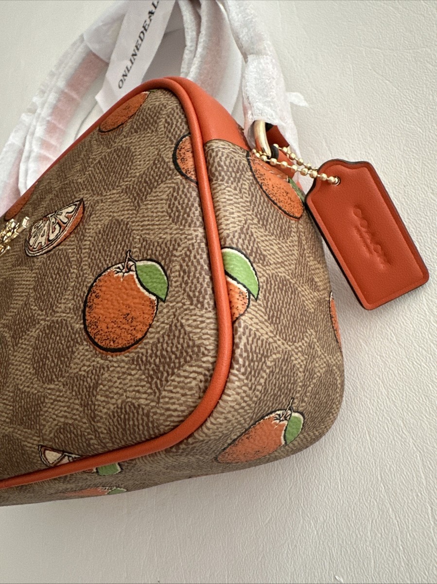 Coach Mini Jamie Camera Bag In Signature Canvas With Orange Print