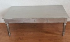 COUCHTISCH WOHNZIMMERTISCH TISCH 120X60 2 SCHÜBE HOLZ SILBERTON ANTIK-STIL
