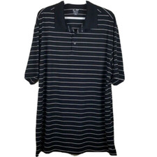 Champion Shirt Men Size XL Black White Polo Golf Stripe Duo Dry Short Sleeve