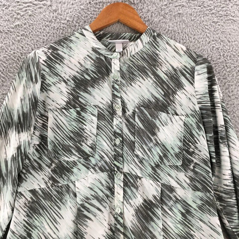 Vestido Camisa Maternidad Liz Lange Mujer M Azul Gris Abotonado Manga Larga Informal Foto 2 de 4