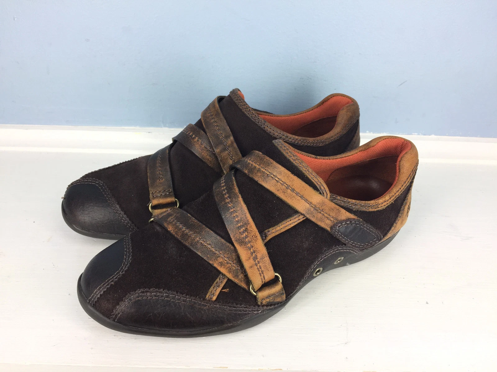 Timberland 6 Cinturino Oxford Pelle Marrone Casual Carriera Comforia Comfort Carino Boho