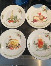 Set Of 4 Home Essentials L’antipasto Mediterraneo Porcelain Appetizer Plates Box