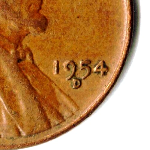 1954 D RARE OBVIOUS MISPLACED MINT MARK HIGHER THAN DATE PENNY ONE CENT 1C C52 - Image 3 of 4