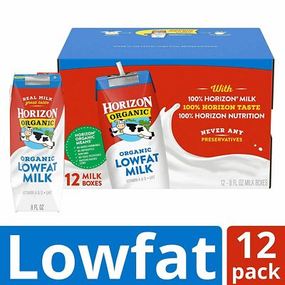 Horizon Organic Low Fat Milk 8 oz Milk Box (Pack Of 12) Free