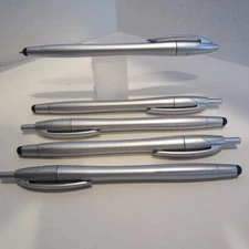 LOT of 5 Terzetti "SLIM" Hidden Conductive Tip Ballpoint Pens- CHROME