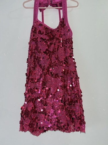 Curtain Call Costumes Dance Dress Size CLA Pink Sequins Shorts Underneath - Picture 2 of 10