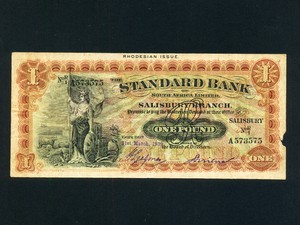 Rhodesia P S148 1 Pound 1939 Standard Bank Of South Africa Rare Ebay