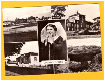 COGNAC-le-FROID (87) VILLAS, TOWN HALL, DOLMEN, CASTLE & WOMAN costumed 1950