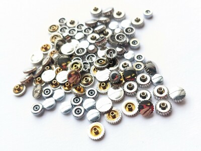 100 pcs Vintage Watch Crowns  Stainless Steel & Chrome  BRAND NEW  x 100 pieces