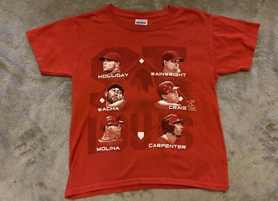2014 St Louis CARDINALS MLB Yadi Molina Carpenter Holliday Shirt Youth Small Red