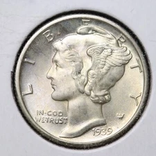 1939-D Mercury Silver Dime CHOICE BU *UNCIRCULATED* MS E329 XNE