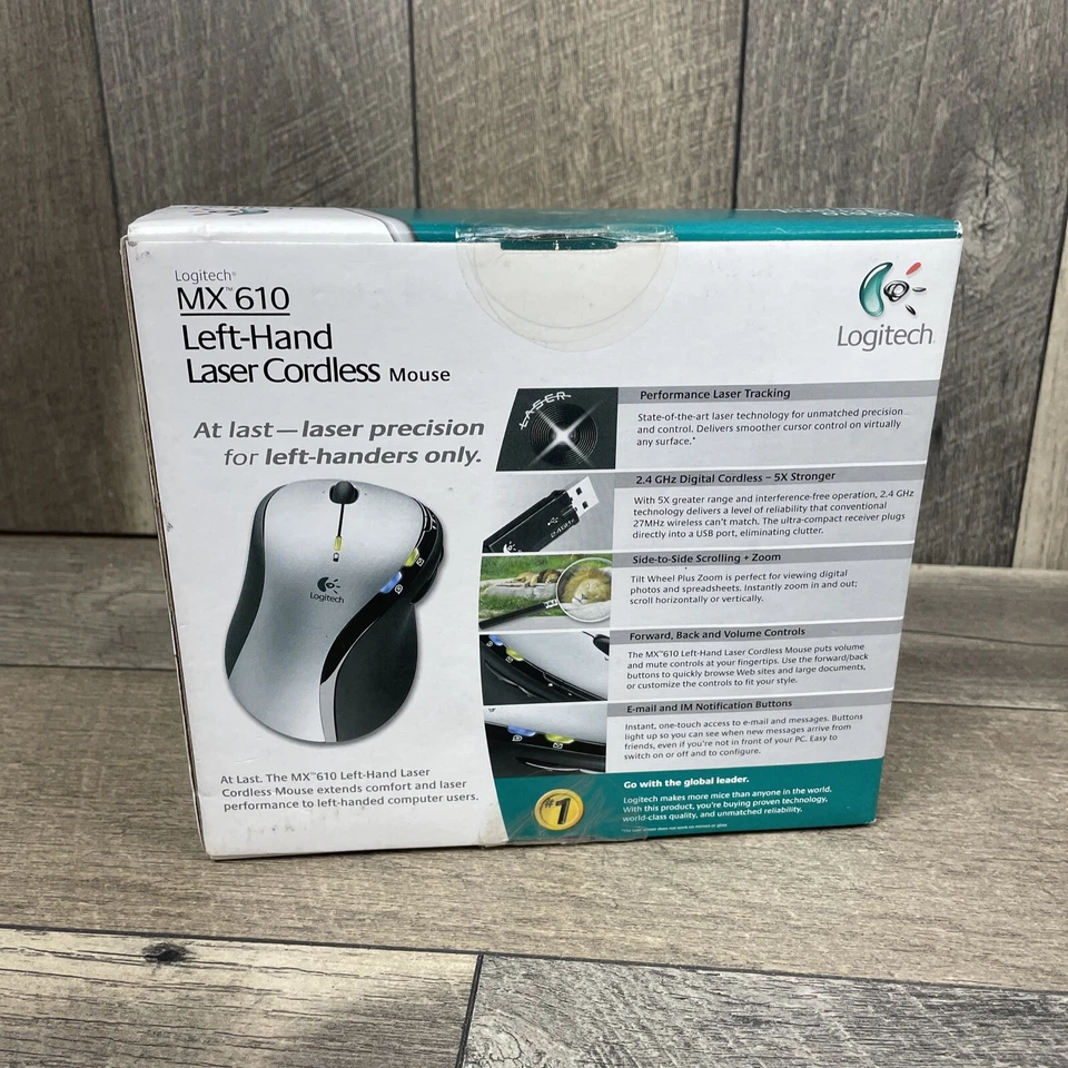 Logitech (MX 610) Left-Hand Laser Cordless Scroll Mouse W/ Receiver *BRAND NEW* - Image 2 of 4