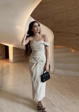 ZARA NWT WOMAN ASYMMETRICAL SLIP MIDI DRESS TAUPE BROWN | 3265/332