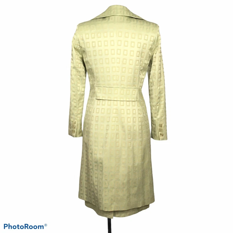 Trajes Larry Levine Elegante Traje Falda Verde con Chaqueta Larga, Diseño Cuadrado, Talla 6 Foto 4 de 4