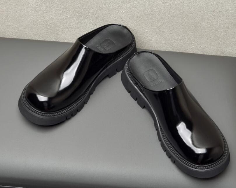 SAOLA Pantofole estive uomo in vera pelle suola spessa punta rotonda scarpe derby per il tempo libero