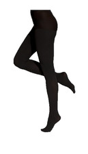 HUE Womens Sheer CT Pantyhose Made In USA Rib Black Sz 1