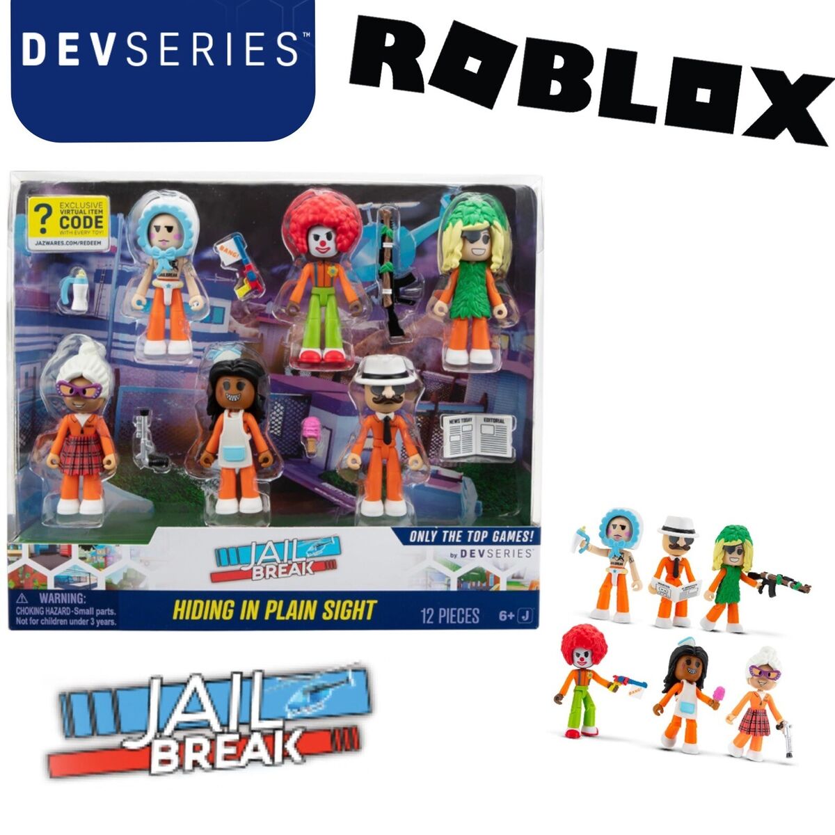 Roblox DEVSERIES Jailbreak Hiding In Plain Sight 6 Action Figures Virtual  Code