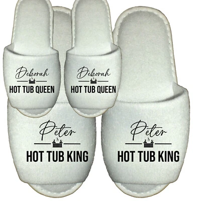 Personalisierte Spa Hausschuhe Whirlpool King Queen - Party Hotel Sauna Herren Damen