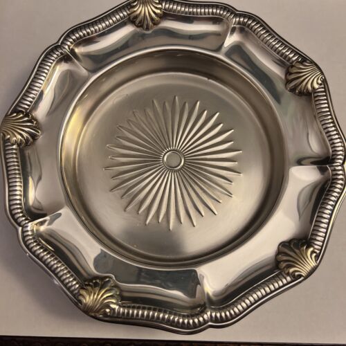 GORHAM EP Silverplated WINE COASTER Shell and Gadroon Border Starburst Center - Picture 1 of 12