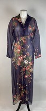 New Nkl Judy Lee - Deadstock Sheer Purple Floral 100% Silk Jacket Size 6, Usa
