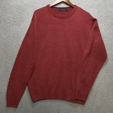 JAMES PRINGLE Knit Sweater Mens L Red Acrylic Pullover Classic Crewneck Jumper