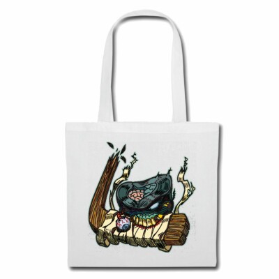 Tasche Beutel Baumwolltasche MONSTER BEIST IN EISHOCKEYSCHLÄGER EISHOCKEY EISHOC