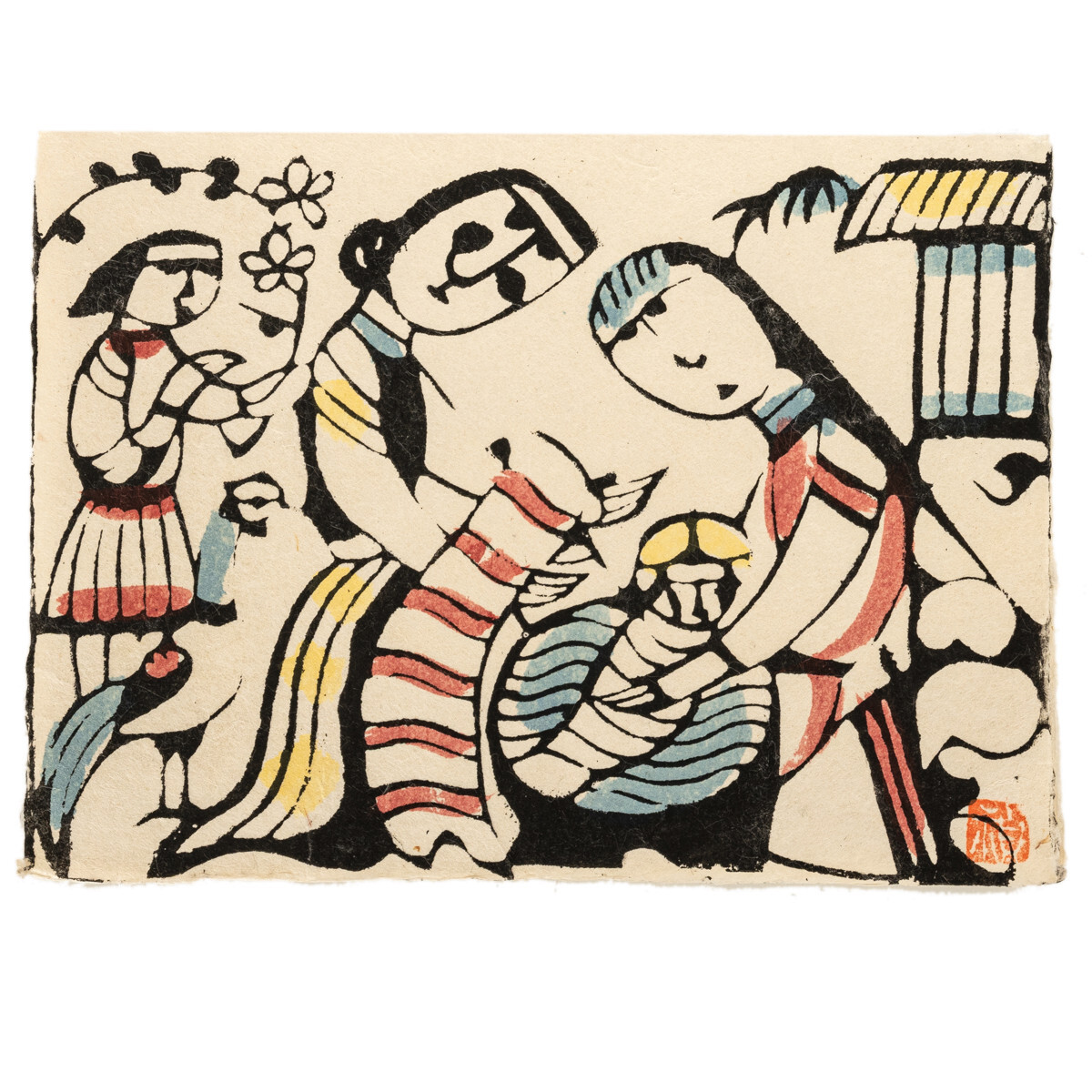 7) Watanabe Sadao Sosaku-Hanga Print Katazome Japanese Stencil