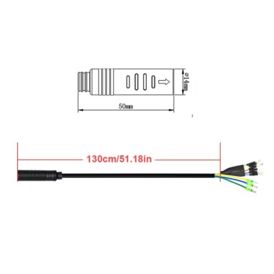 E-bike motor cable Julet 130 cm connector bicycle connection metal + plastic