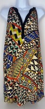 NORDSTROM The Label ASTR BOHO Multicolor  Geometric Print Black Trim SLEEVELESS