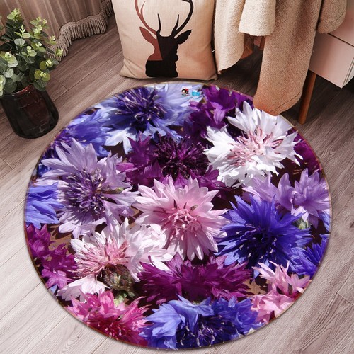 3D Painted Chrysanthemum 878 Skromova Marina Rug Round Non Slip Rug Mat