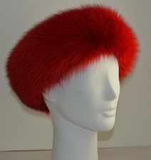 Real Fox Fur Headband Red New Manufactured in the US