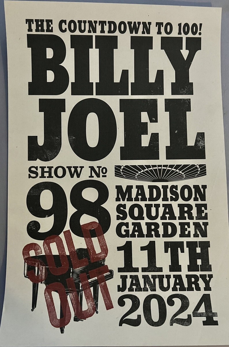 BILLY JOEL POSTER MSG NYC 1/11/2024 MADISON SQ GARDEN 98th