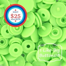 1000 Sets KAM Snaps: LIME GREEN-Size 16/T3-Plastic Snap Buttons Ribbon Crafts