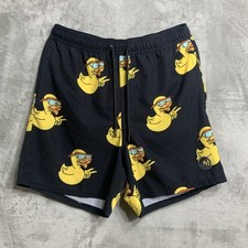 Neff Board Swim Shorts Mens L Black Unlined Rubber Ducks Sunglasses Novelty