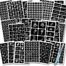 Koogel 524PCS Henna Tattoo Stencil Kit with Pen 20 Count Pack of 1 , Black1