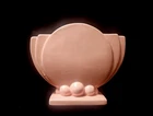 Vintage Art Deco Haeger Pottery Pink Fan Vase with Bubbles on the Base