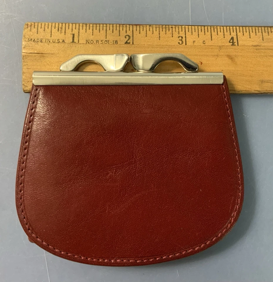 Tony Perotti Kiss Clasp 硬币钱包红色皮革单隔层 — 第 3/4 张图片