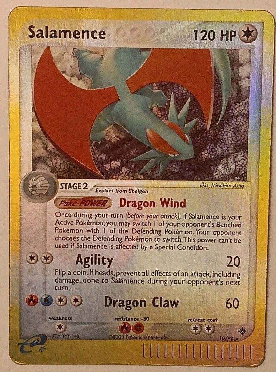 Salamence 10/97 EX Dragon Reverse Holo Vintage Pokémon TCG E 